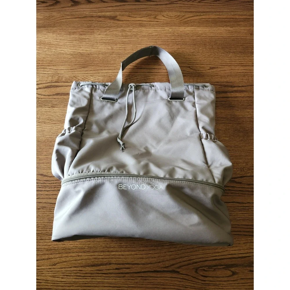Beyond Yoga Convertible Gym Bag Backpack in Birch Color Taupe
